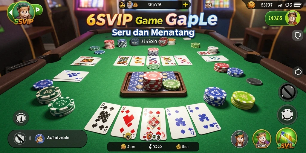 Menampilkan gameplay seru Gaple di 6SVIP dengan teman-teman.