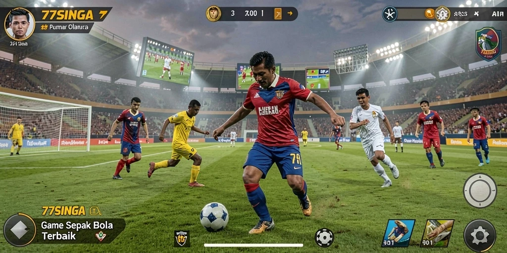 Screenshot gameplay 77SINGA yang menunjukkan aksi seru di lapangan.