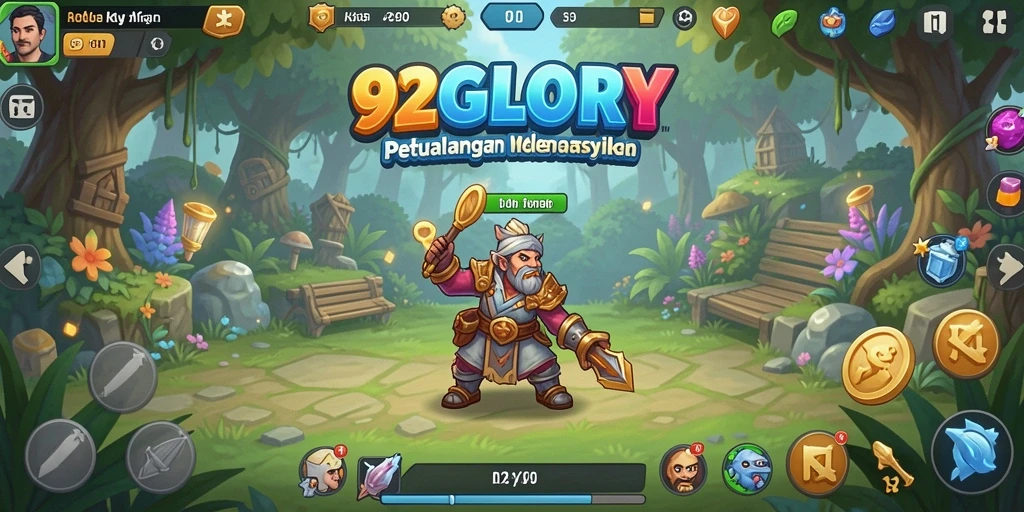 Tampilan gameplay seru dalam 92GLORY yang menampilkan tim pahlawan.