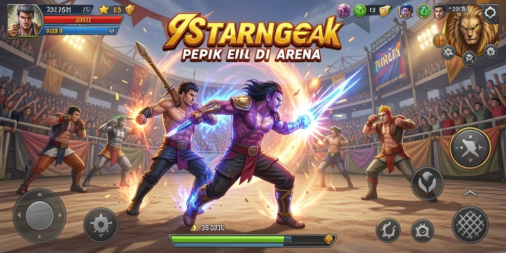 Screenshot gameplay 9SL yang menampilkan duel seru antar karakter.