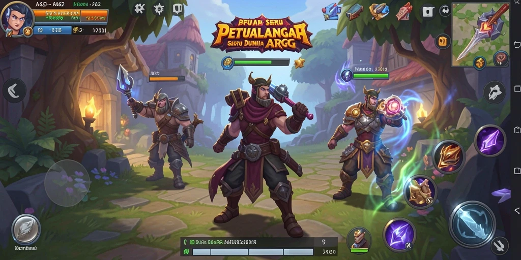 Screenshot gameplay ARPG di AA62 menunjukkan aksi bertarung yang seru.