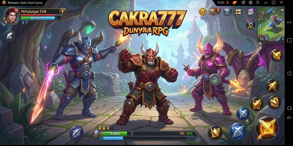 Tangkapan layar utama CAKRA777 menunjukkan aksi pertarungan yang mendebarkan di dunia RPG.