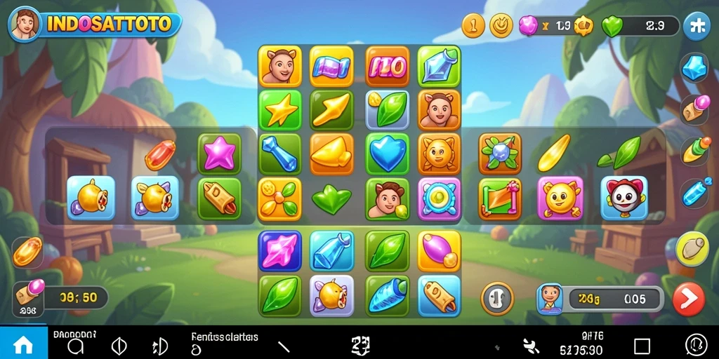 Screenshot menampilkan gameplay seru dari INDOSATTOTO di kategori Match-3.