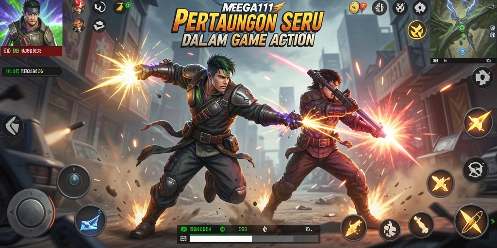 Screenshot gameplay <strong>MEGA111</strong> menampilkan aksi pertempuran yang mendebarkan.
