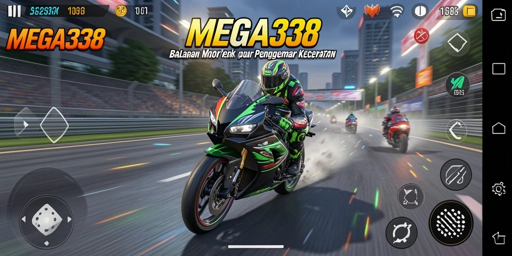 Tampilan gameplay seru dalam balapan motor yang menegangkan.