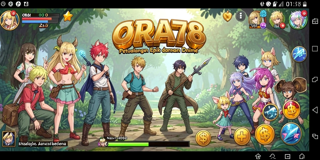 Tampilan gameplay menakjubkan dalam ORA78 dengan karakter anime ikonik.