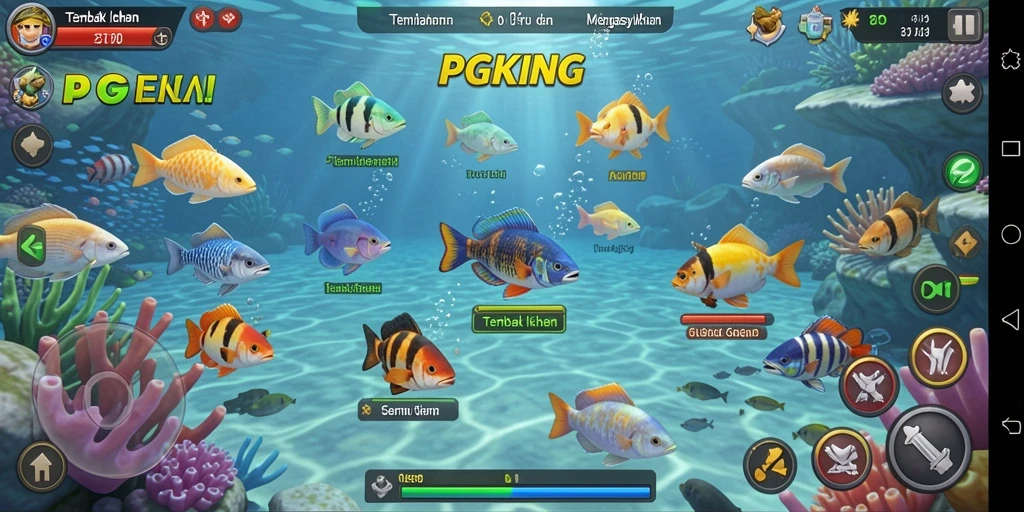 Tampilan gameplay seru dari PGKING dengan aksi tembak ikan.
