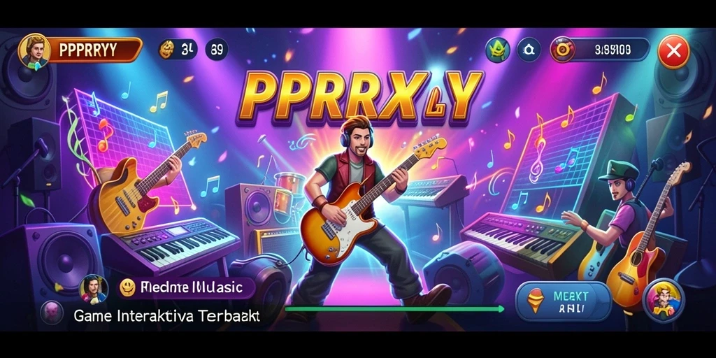 Screenshot gameplay PPRRYY yang menunjukkan aksi musik seru.