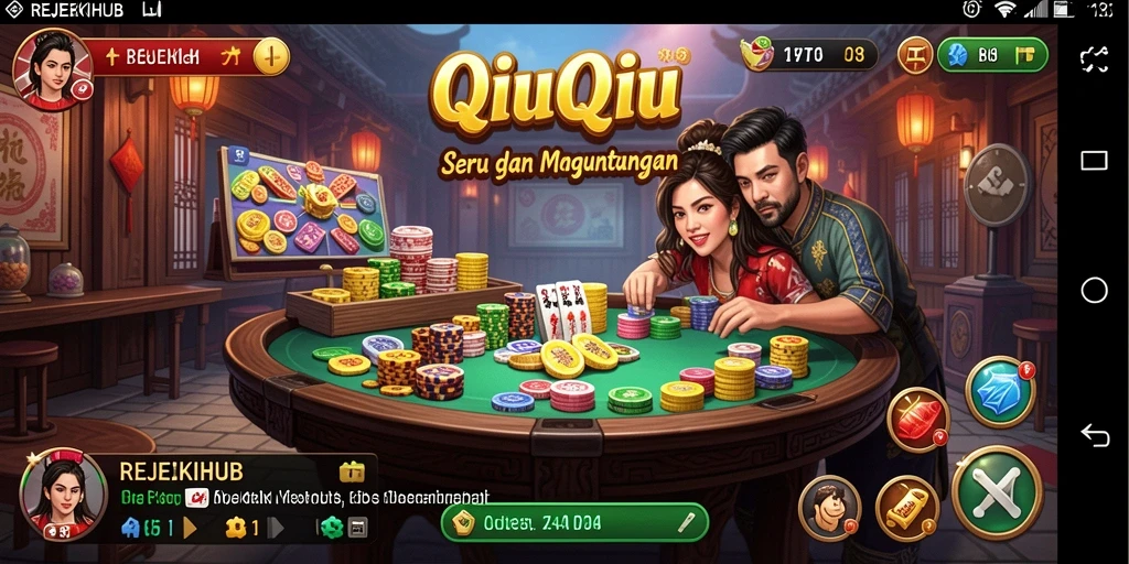 Tampilan gameplay seru dari REJEKIHUB dengan kartu QiuQiu.