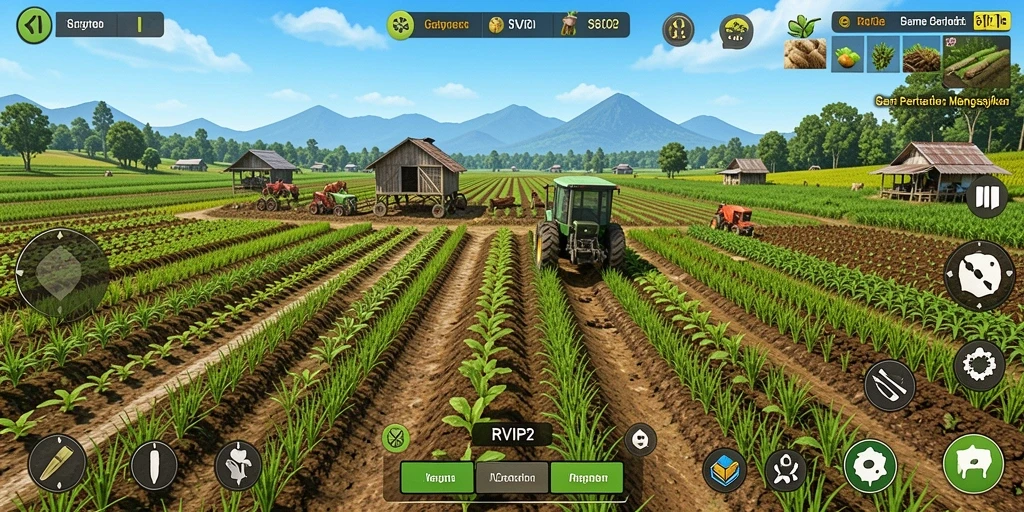 Tampilan menarik dari gameplay RVIP2 saat bertani dan merawat hewan.